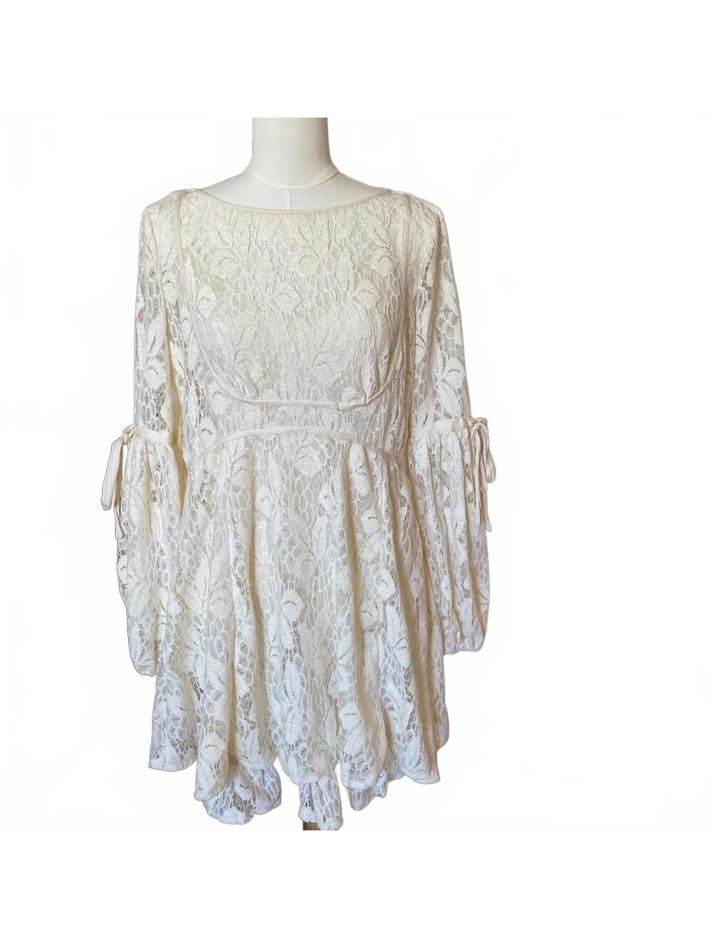 Free People Ruby Mini Ivory Lace Dress Medium